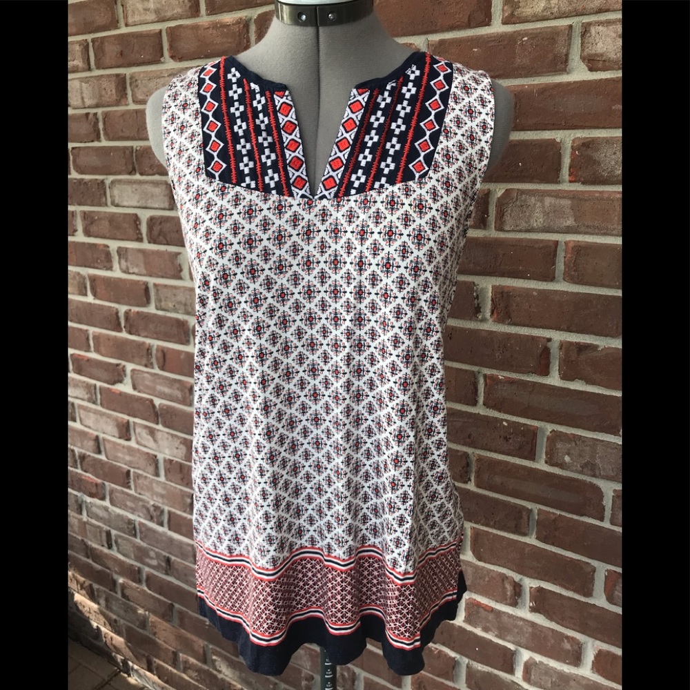 Red, white and blue Dalia top